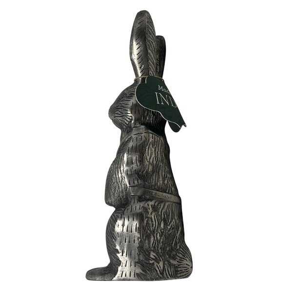 Silver Tone Metal Rabbit Bunny Figure Sitting Décor Garden Statue 12" Tall NWT - Picture 12 of 13
